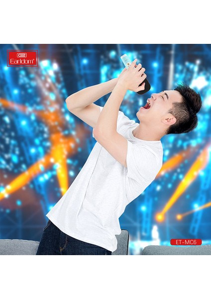 Mc6 LED Işıklı Karaoke Mikrofon - Mavi