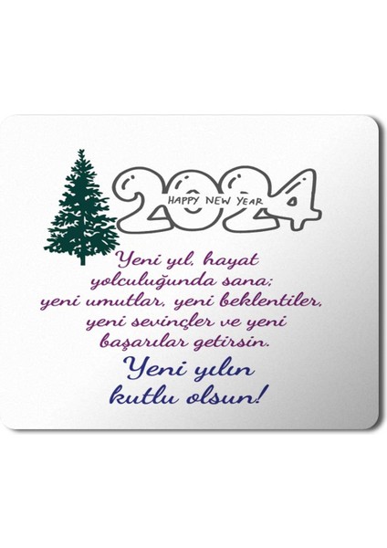 2024 Yeni Yılın Kutlu Olsun Çam Ağacı Mousepad Mouse Pad