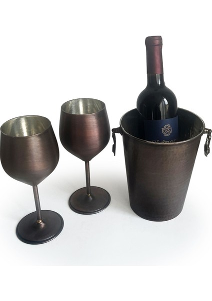 Adalı Bakır Oksit Kadehli Buz Kovası Seti indirimleri