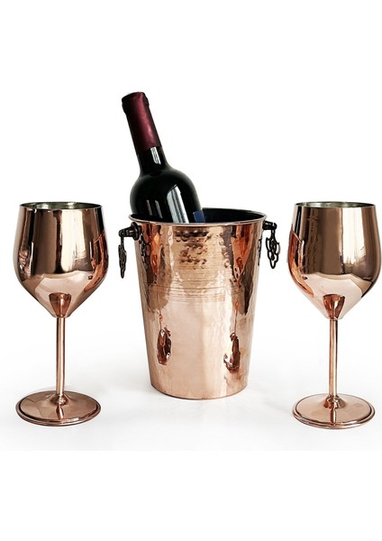 Adalı Bakır Buz Kovası Kadehli Set fiyatları