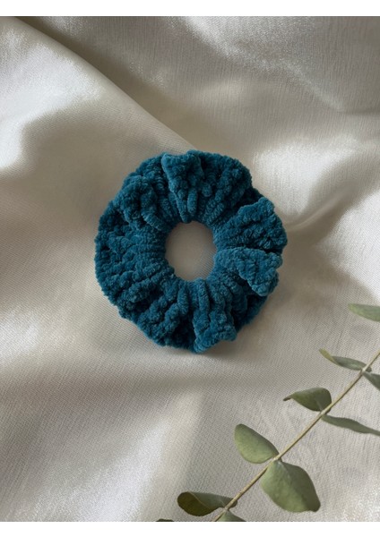 Kadife Petrol Yeşili Scrunchie Simit Topuz Toka