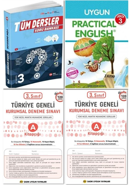 Sadık Uygun Yayınları 3. Sınıf Tüm Dersler Soru Bankası - Pratik İngilizce – Kurumsal Deneme Sınavı