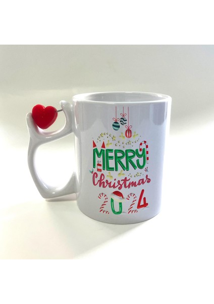 Merry Christmas 2024 Baskılı Dönen Kalp Figürlü Yılbaşı Kupası