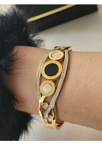 Çelik Kelepçe Bileklik Gold modelleri
