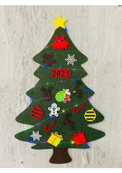 Keçe Yeni Yıl Ağacı Yılbaşı Ağacı Noel Ağacı Christmas Tree LED Işıklı 2023 Yeniyıl Etkinlik Set