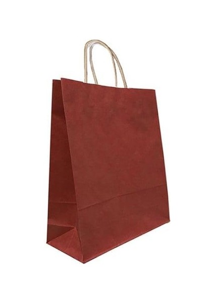 Büküm Saplı Kraft Kağıt Karton Hediyelik Çanta Poşet Torba - Bordo - 25X31 Cm. - 25 Adetlik Paket fiyatları
