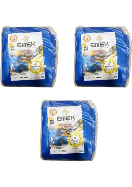Çadır Kumaşı Branda Tente Uv Güneşlik Gölgelik Koruma Yağmur Su Geçirmez - 5x6 Metre - 3 Paket
