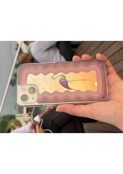 Aynalı Flamingo Kapak Apple iPhone 15 Pro modelleri