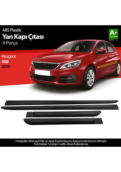 Peugeot 308 Abs Plastik Yan Kapı Çıtası 2015 Üzeri A+ Kalite