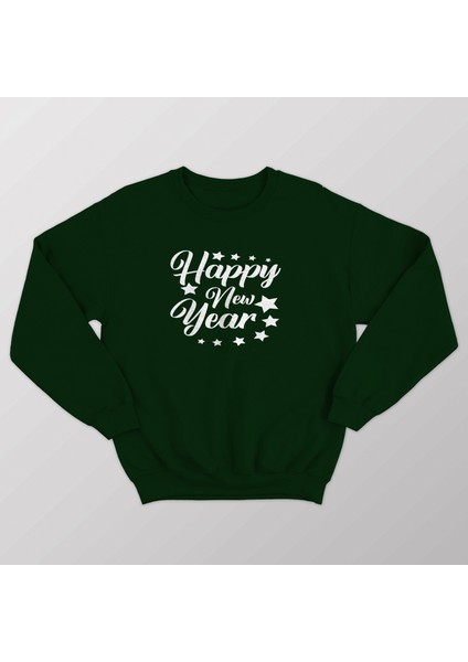 Kadın Yeşil Oversıze Içi Happy Yazılı Sweatshırt