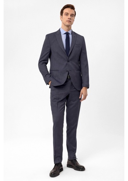 Slimfit Armürlü Takım Elbise