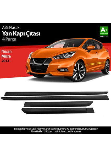 Nissan Micra Abs Plastik Yan Kapı Çıtası 2013 Üzeri A+ Kalite
