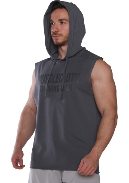 Training Club Kapüşonlu Kolsuz Sweatshirt Füme