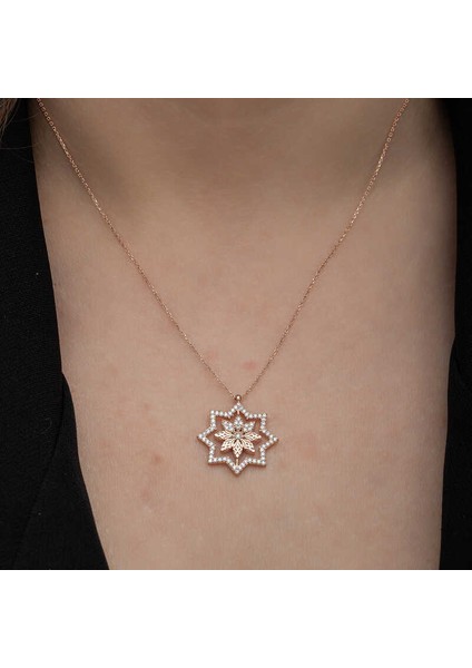 Gümüş Rose Kar Tanesi Kadın Kolye fırsatları