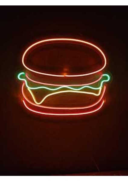 Sanec Hamburger Neon LED Burger Tabela Neon Duvar Dekorasyonu