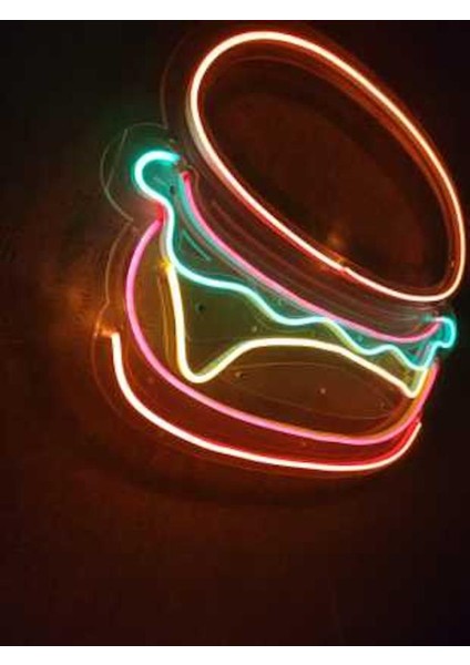 Sanec Hamburger Neon LED Burger Tabela Neon Duvar Dekorasyonu