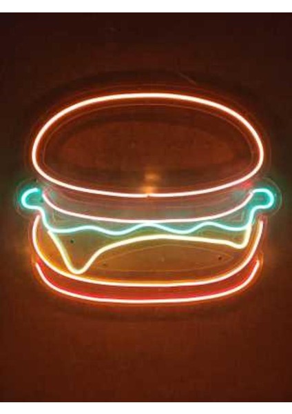 Sanec Hamburger Neon LED Burger Tabela Neon Duvar Dekorasyonu