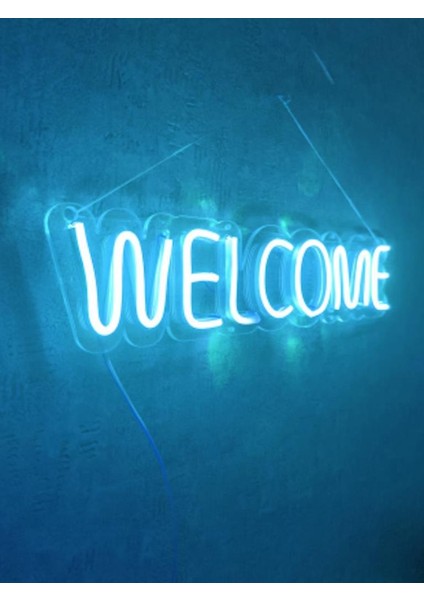 Welcome Neon LED Duvar Dekoru Aydınlatması Neon LED Tabela