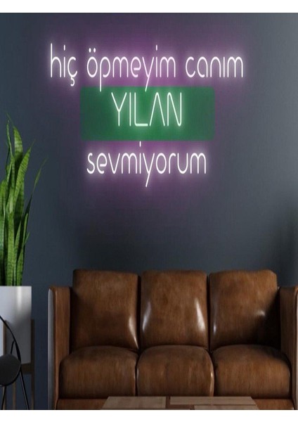 Hiç Öpmeyim Canım Yılan Sevmiyorum Yazılı Neon Tabela