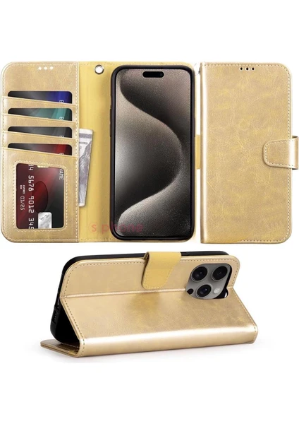 Apple iPhone 15 Pro Kılıf Wallet Kartvizitlik Cüzdan Kapaklı Magnet Kopçalı Stand 360 Koruma Deri Doku