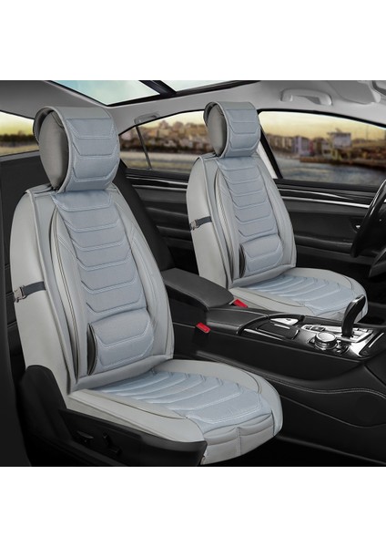 fiat Linea Uyumlu Lüks Deri Oto Koltuk Kılıfı Ön/arka Set (Asya Seri) Gri