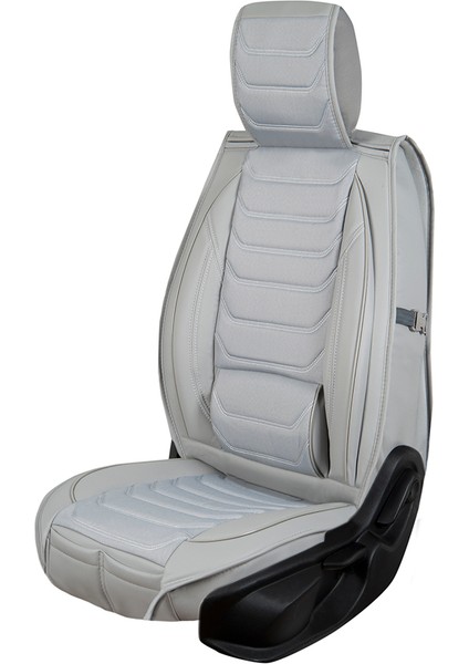fiat Linea Uyumlu Lüks Deri Oto Koltuk Kılıfı Ön/arka Set (Asya Seri) Gri