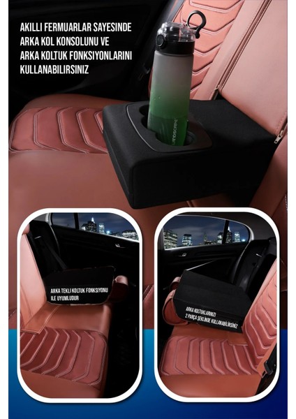 fiat Uno Uyumlu Lüks Deri Oto Koltuk Kılıfı Ön/arka Set (Asya Seri) Tarçın
