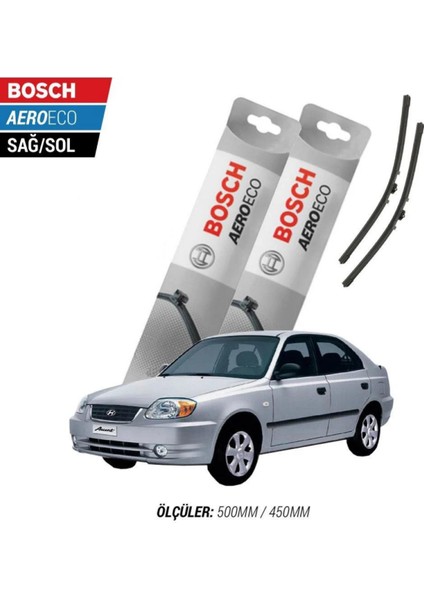 Hyundai Accent 2001 Model Bosch Aeroeco Muz Silecek Takımı