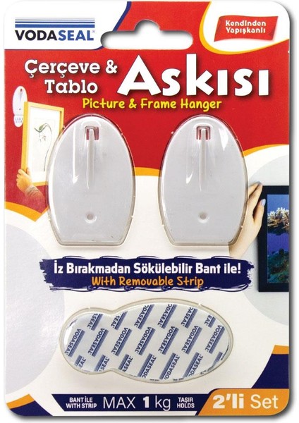 Iz Bırakmadan Sökülebilir Bantlı Tablo ve Çerçeve Askısı - 2 Adet