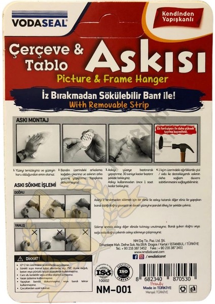Iz Bırakmadan Sökülebilir Bantlı Tablo ve Çerçeve Askısı - 2 Adet fiyatları
