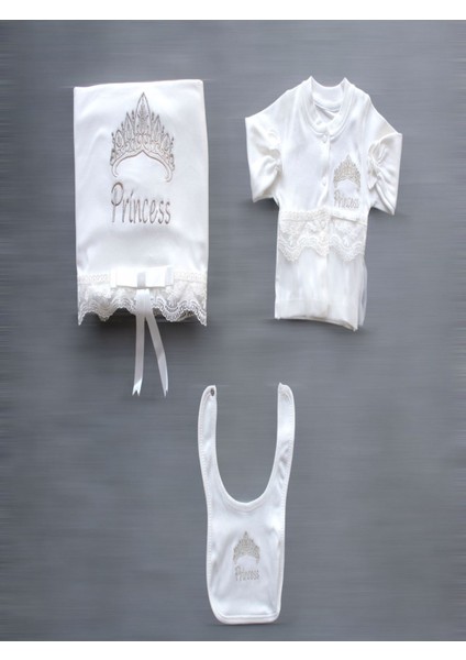 Taçlı Prensesim Nakışlı Cotton Antibaakteriyel 10LU Zıbın Takımı Hastane Çıkışı modelleri