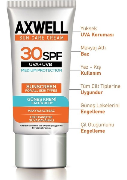 Sun Care Cream Güneş Kremi Yüksek Koruma 30 Spf 50ml 2 Li Fırsat Seti