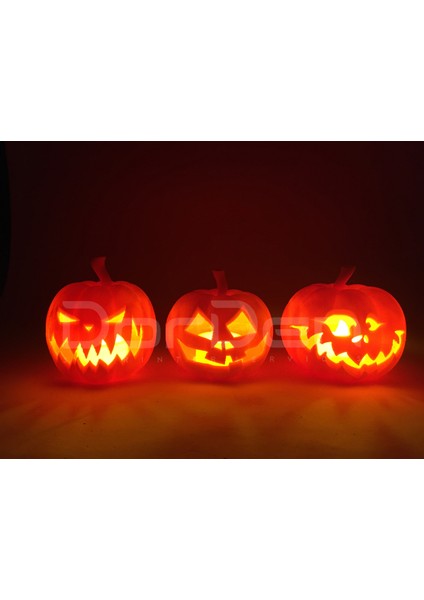 Dorden 3D Cadılar Bayramı Hallowen Balkabağı Temalı 3'lü Tealight Mumluk