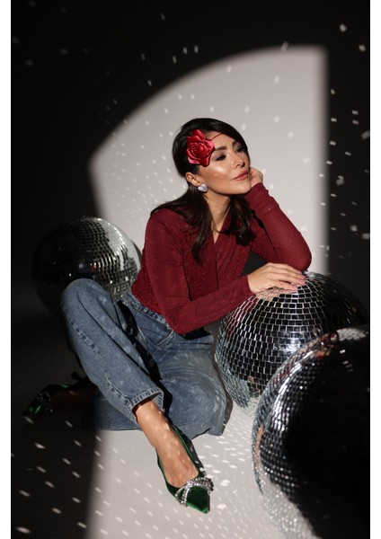 Kruvaze Yaka Simli Bluz