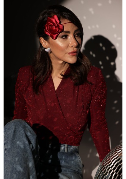 Kruvaze Yaka Simli Bluz modelleri