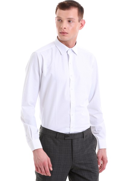 Mavi Slim Fit Baskılı Pamuklu Slim Yaka Uzun Kollu Klasik Gömlek fırsatları