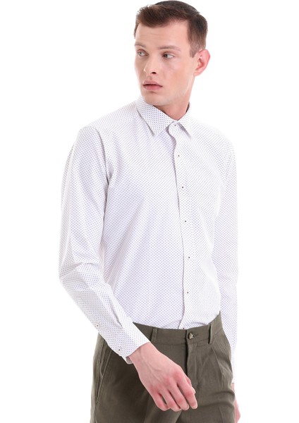 Bordo Slim Fit Baskılı Pamuklu Slim Yaka Uzun Kollu Klasik Gömlek indirimleri
