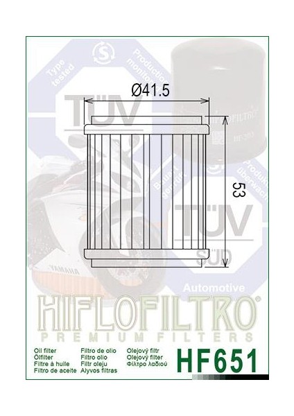 Hiflo HF651 2012-2022 Ktm 690 Smc R Uyumlu Yağ Filtresi (1.filtre)