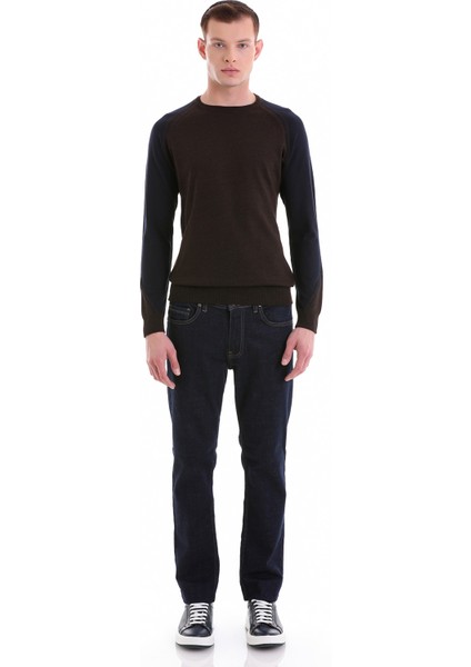 Kahverengi Regular Fit Jakarlı Bisiklet Yaka Yünlü Triko Kazak fiyatları