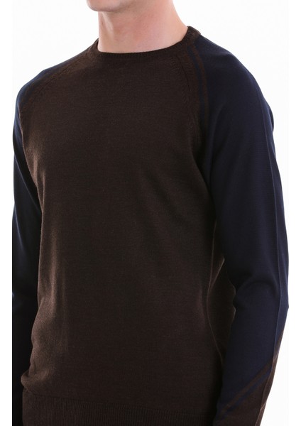 Kahverengi Regular Fit Jakarlı Bisiklet Yaka Yünlü Triko Kazak indirimleri