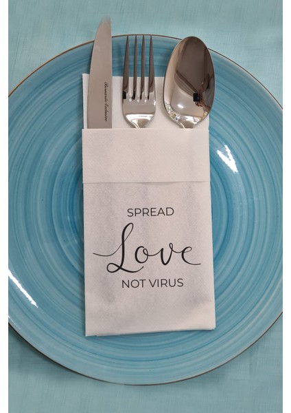 Kumaş Dokulu Spread Love Not Virus Yazılı Sunum Peçetesi
