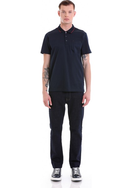 Lacivert Regular Fit Cepli Polo Yaka Merserize Pamuk T-Shirt fiyatları