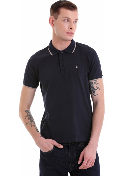 Lacivert Regular Fit Düz 100% Pamuklu Polo Yaka Tişört fırsatları