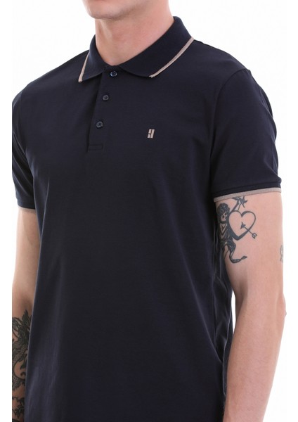 Lacivert Regular Fit Düz 100% Pamuklu Polo Yaka Tişört indirimleri