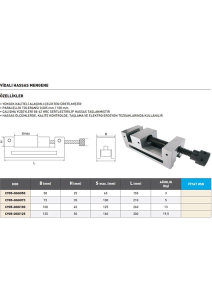 125MM Krasnic Vidalı Hassas Mengene modelleri
