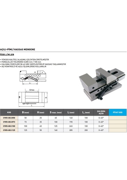 100MM Krasnic Açılı Pimli Hassas Mengene fiyatları