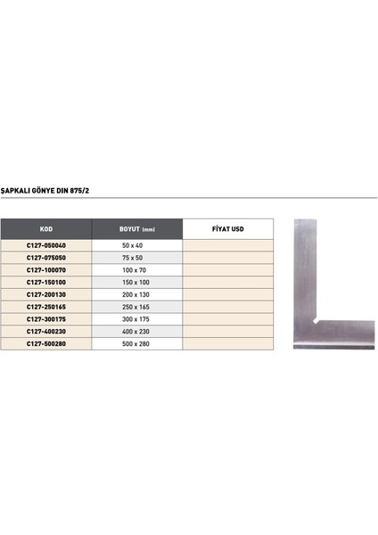 500X 280MM Pld DIN875/2 Şapkalı Gönye