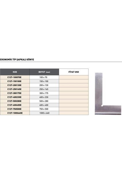 1000X 660MM Pld Ekonomik Tip Şapkalı Gönye