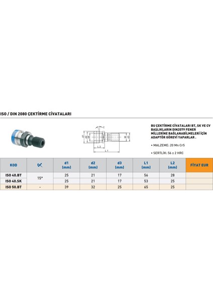 Iso 50.bt Iso / Dın 2080 Çektirme Civatası modelleri