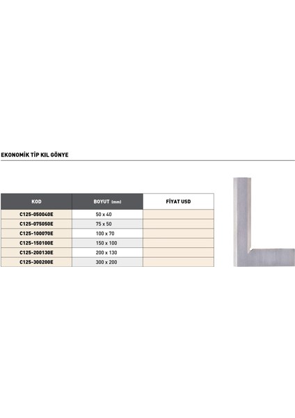200X 130MM Pld Ekonomik Tip Kıl Gönye